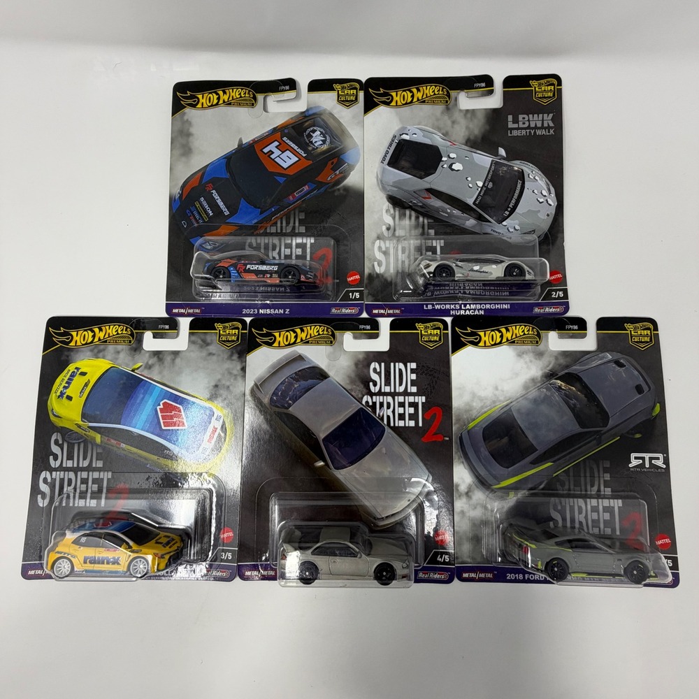 Hot Wheels Premium Slide Street 2 Car Culture Complete Set Nissan Z Lamborghini